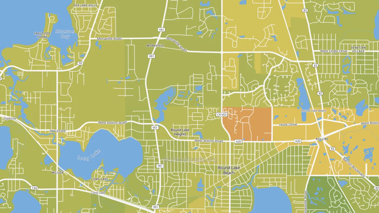 Round Lake Heights, IL Map of Vehicle Theft Rates