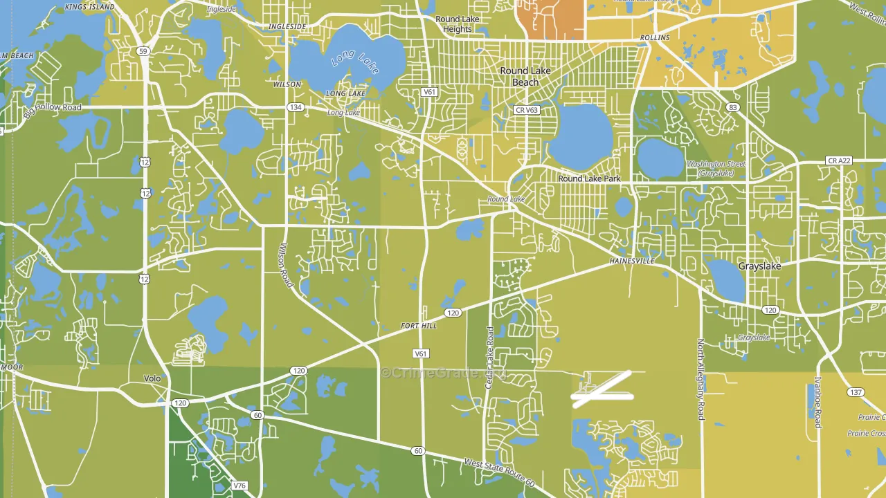 Round Lake, IL Map of Vehicle Theft Rates