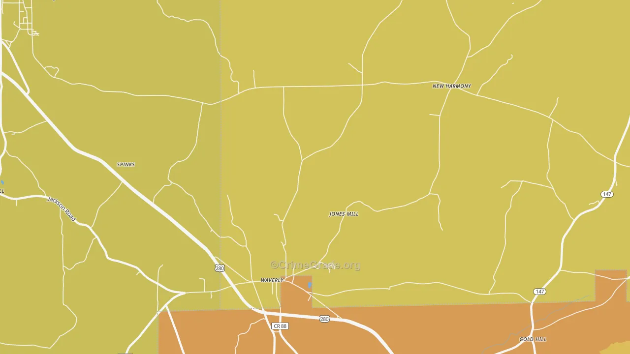 Round Mountain, AL Map of Vehicle Theft Rates