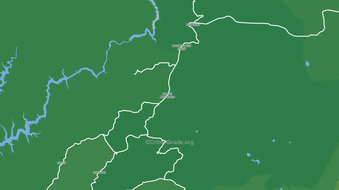 Round Mountain, CA Map of Vehicle Theft Rates
