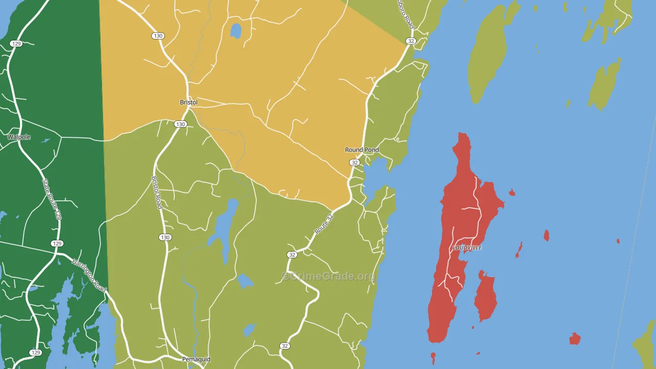 Round Pond, ME Map of Vehicle Theft Rates