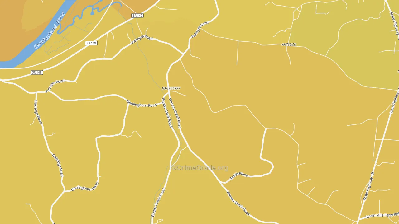 Round Pond, TN Map of Vehicle Theft Rates