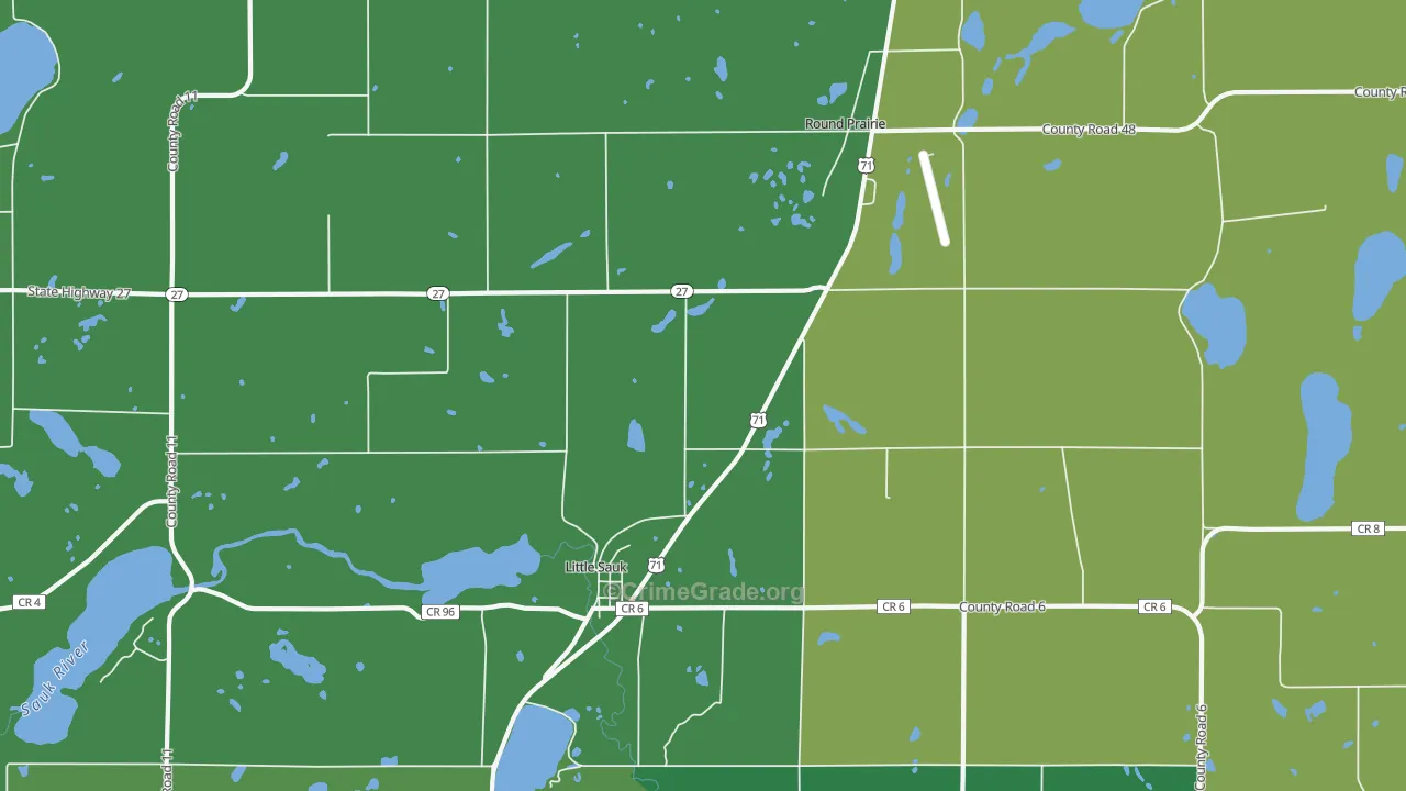 Round Prairie, MN Map of Vehicle Theft Rates