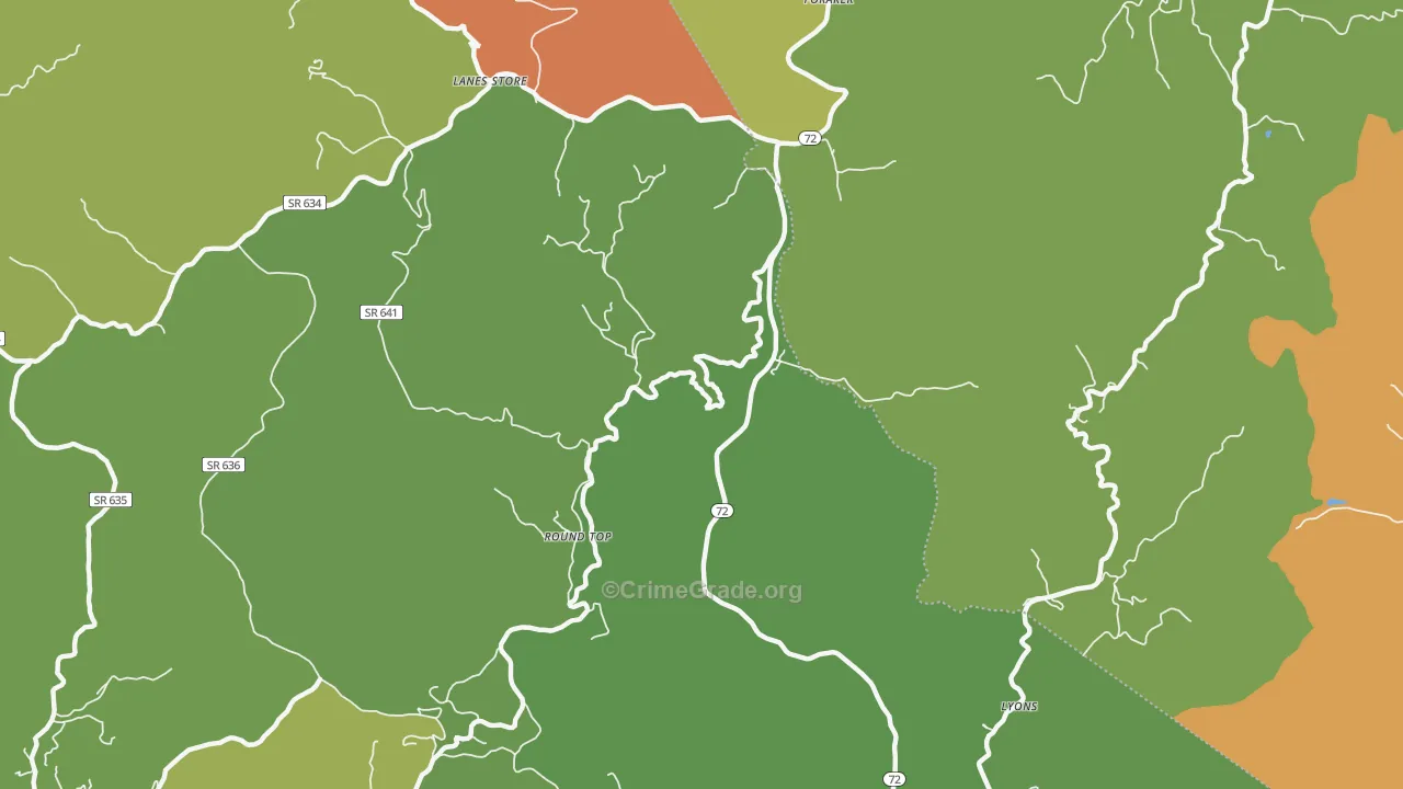 Round Top, VA Map of Vehicle Theft Rates