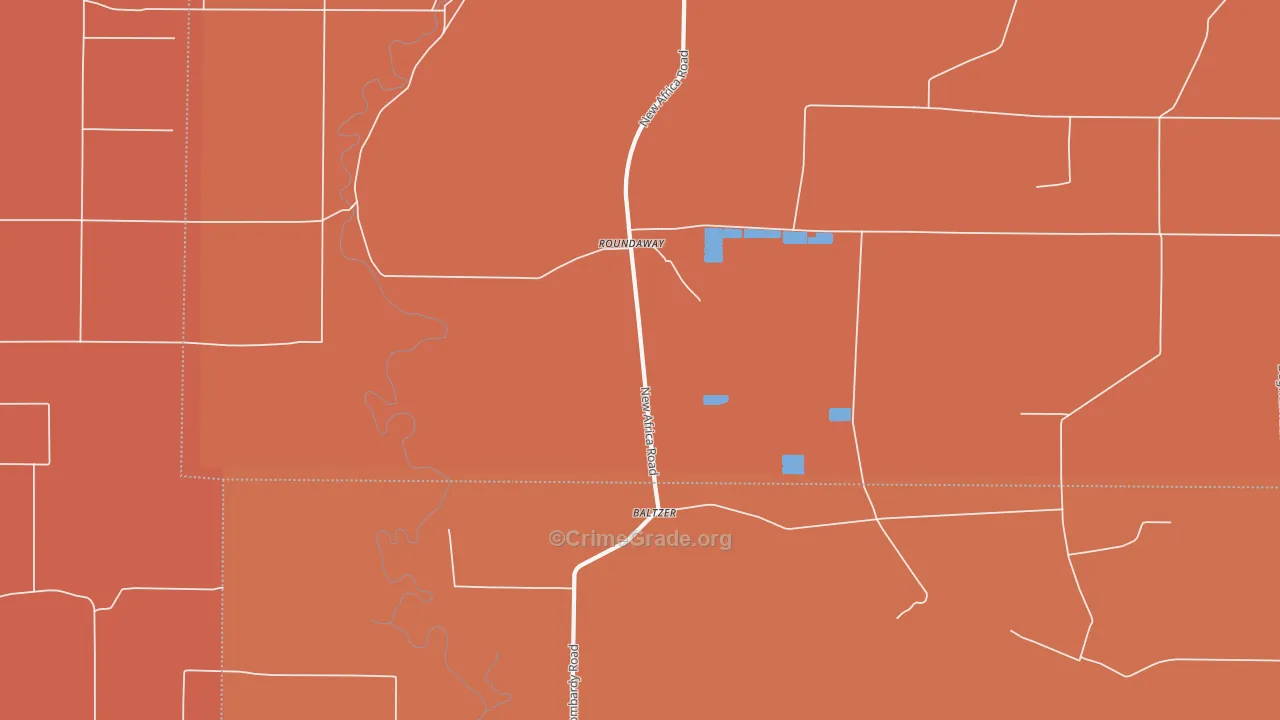 Roundaway, MS Map of Vehicle Theft Rates