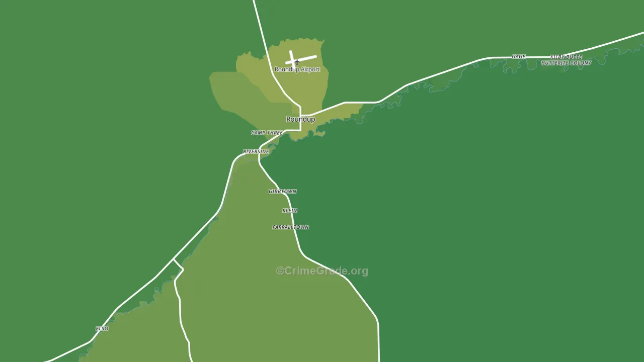 Roundup, MT Map of Vehicle Theft Rates