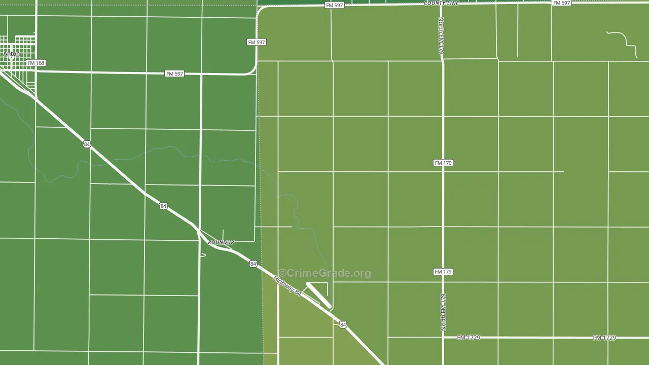Roundup, TX Map of Vehicle Theft Rates