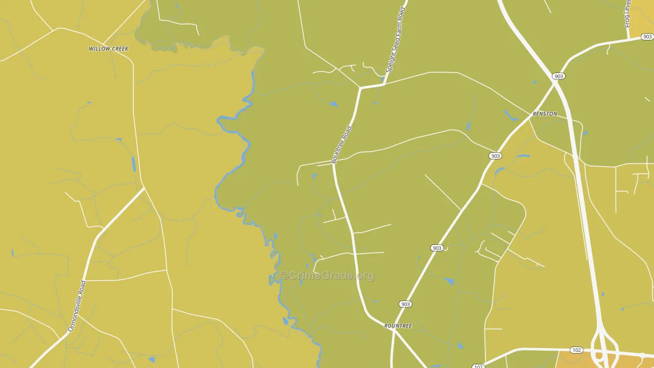 Rountree, NC Map of Vehicle Theft Rates