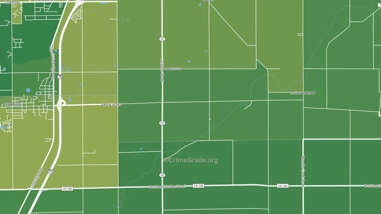 Rousculp, OH Map of Vehicle Theft Rates