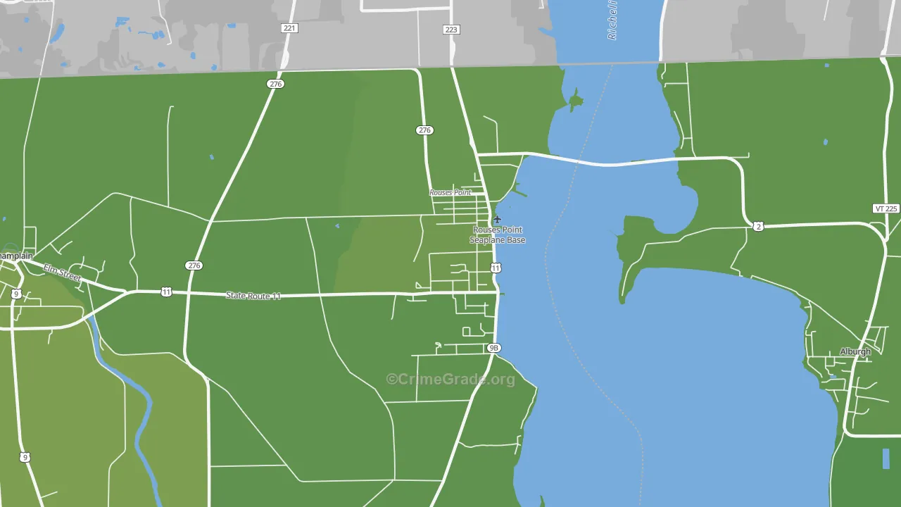 Rouses Point, NY Map of Vehicle Theft Rates