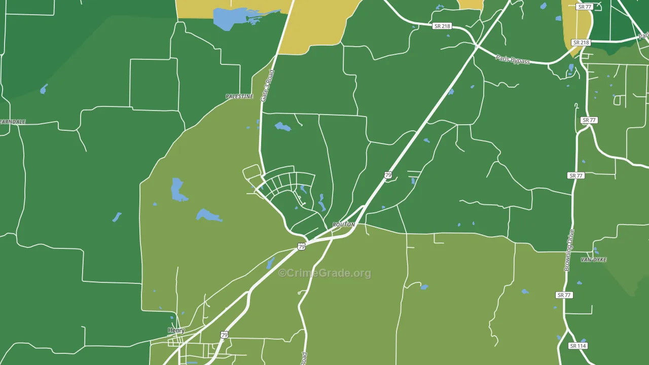 Routon, TN Map of Vehicle Theft Rates