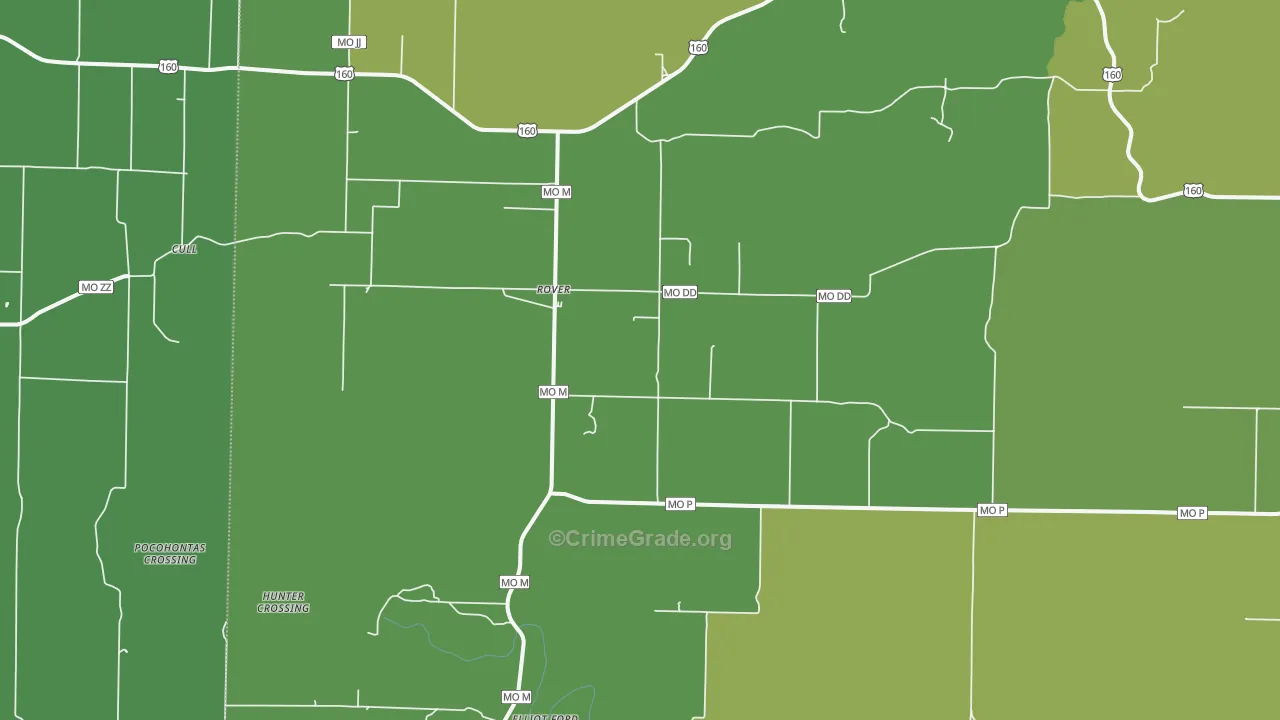 Rover, MO Map of Vehicle Theft Rates