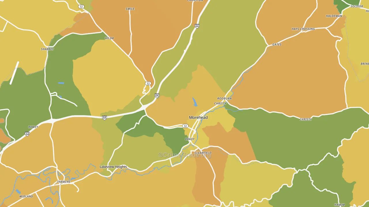 Rowan County, KY Map of Vehicle Theft Rates
