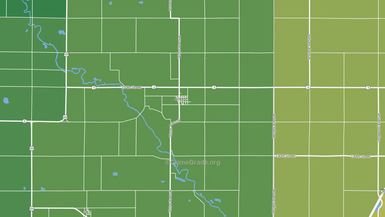 Rowan, IA Map of Vehicle Theft Rates