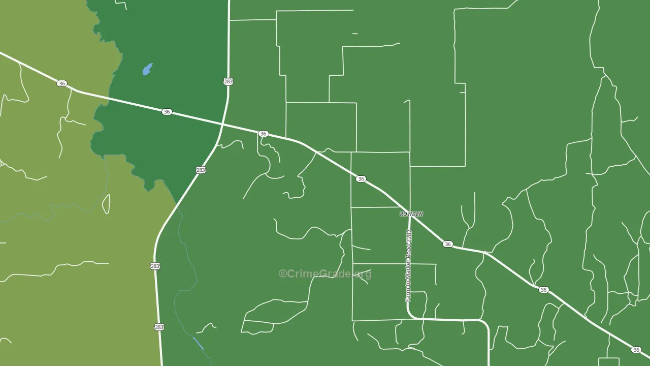 Rowden, TX Map of Vehicle Theft Rates