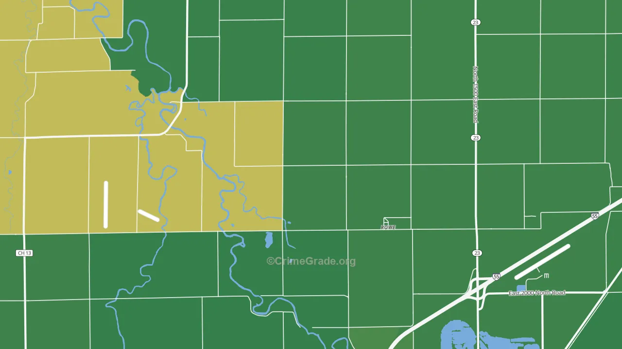 Rowe, IL Map of Vehicle Theft Rates