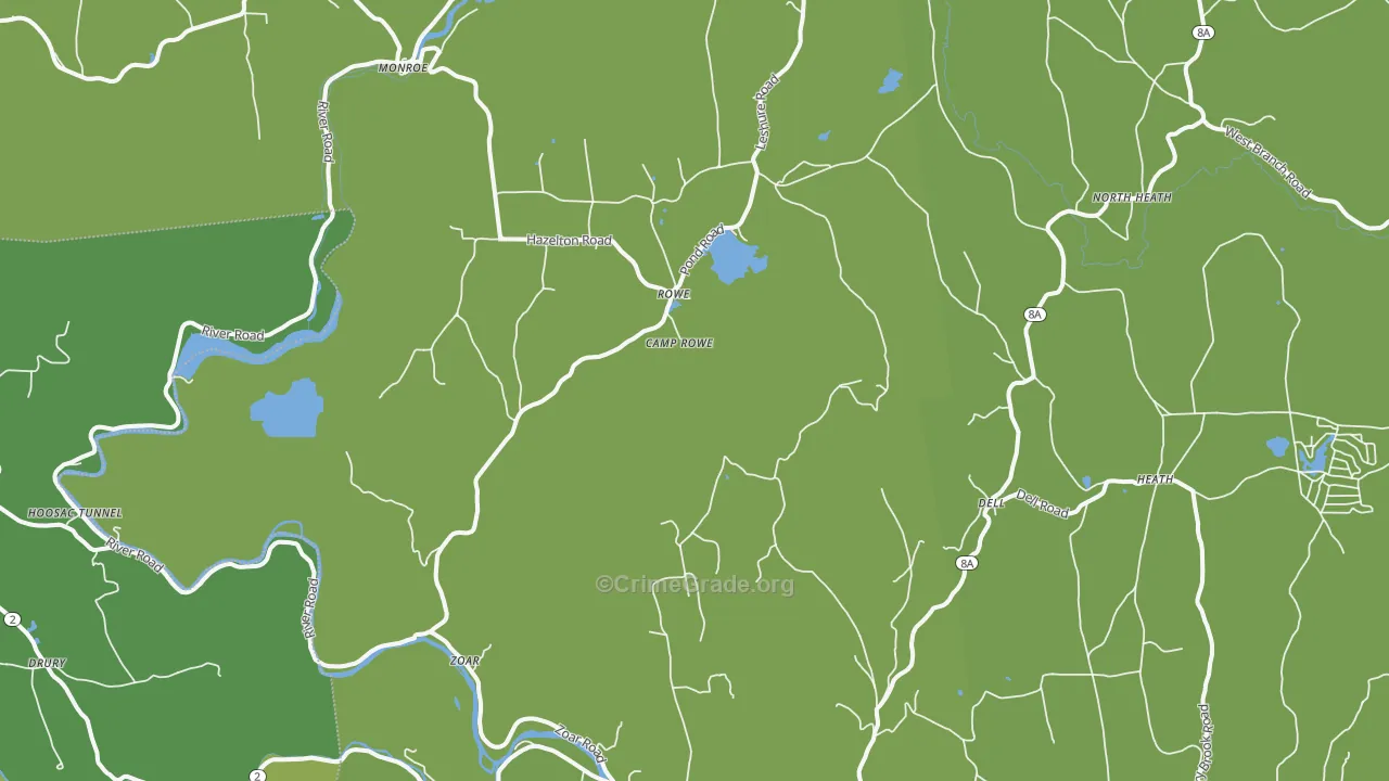 Rowe, MA Map of Vehicle Theft Rates