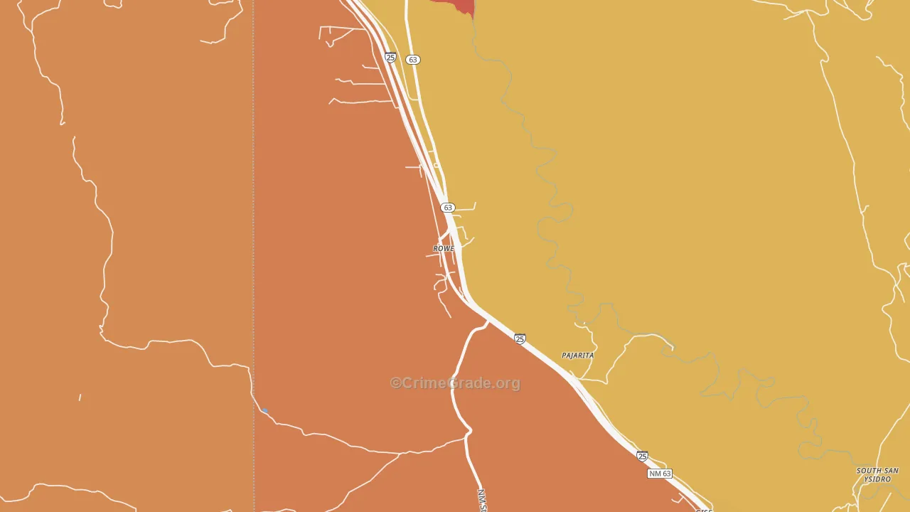 Rowe, NM Map of Vehicle Theft Rates