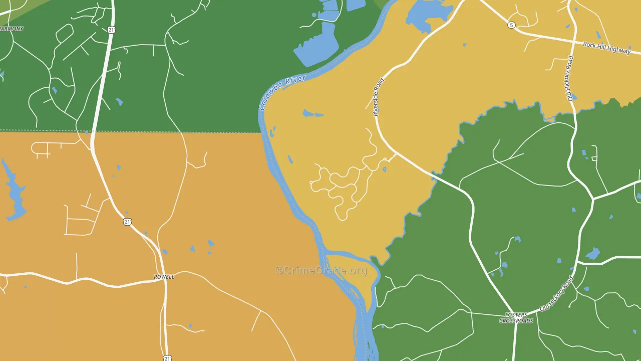 Rowell, SC Map of Vehicle Theft Rates