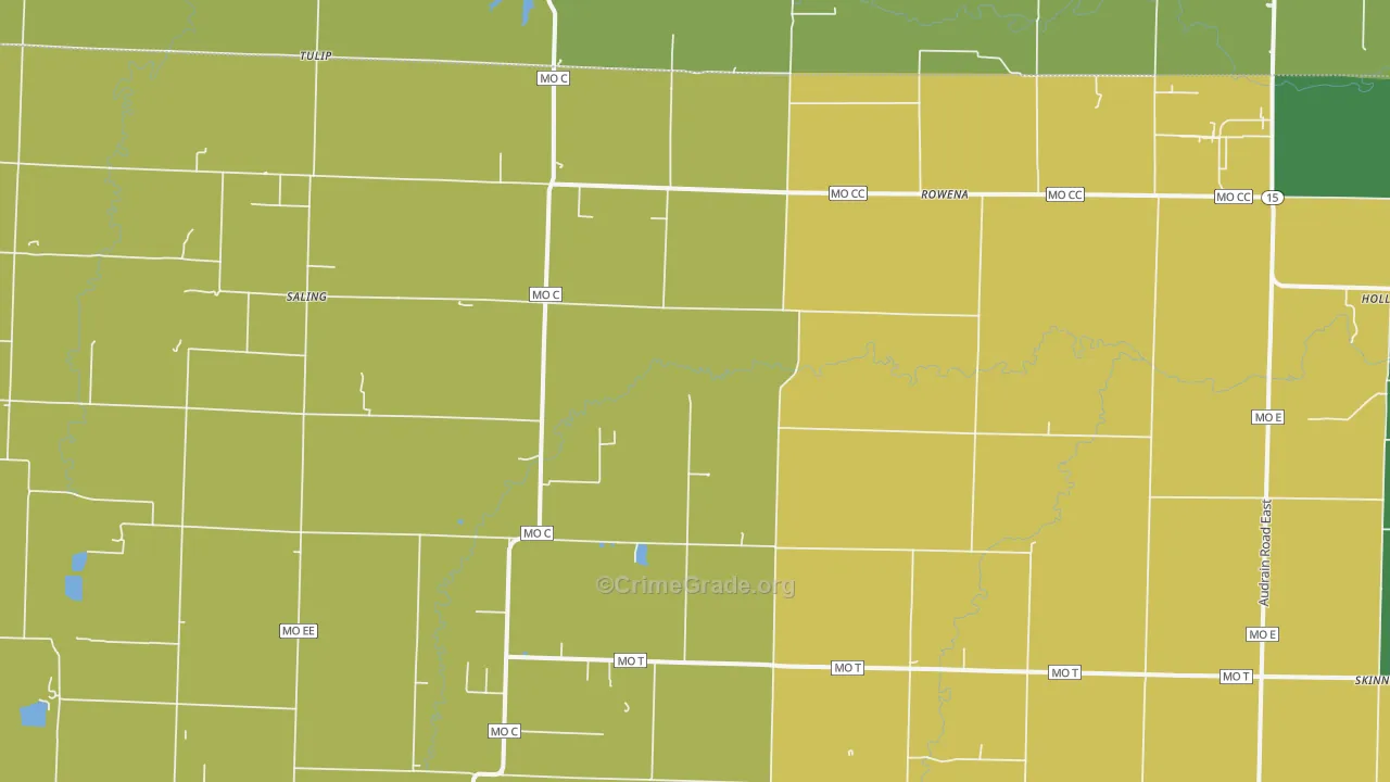 Rowena, MO Map of Vehicle Theft Rates