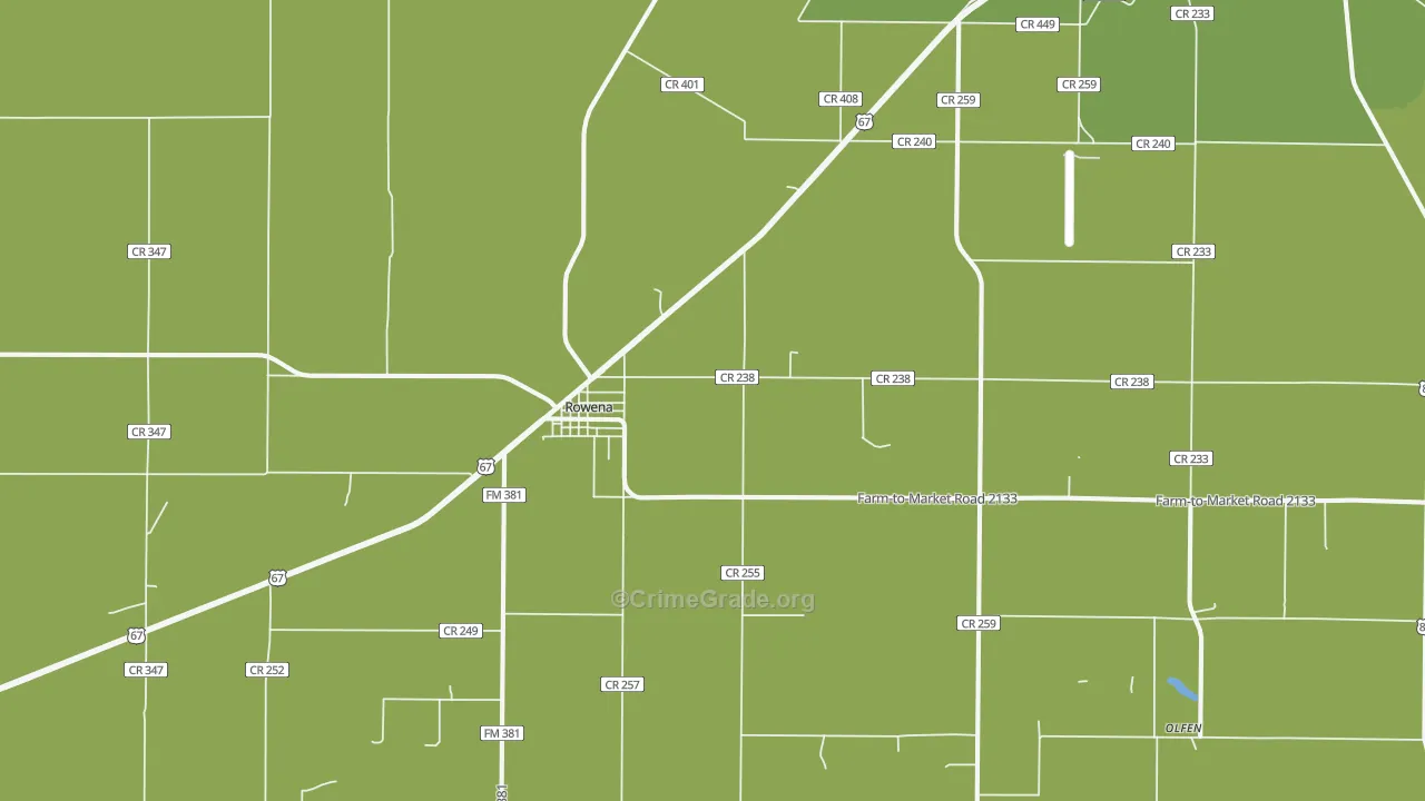 Rowena, TX Map of Vehicle Theft Rates