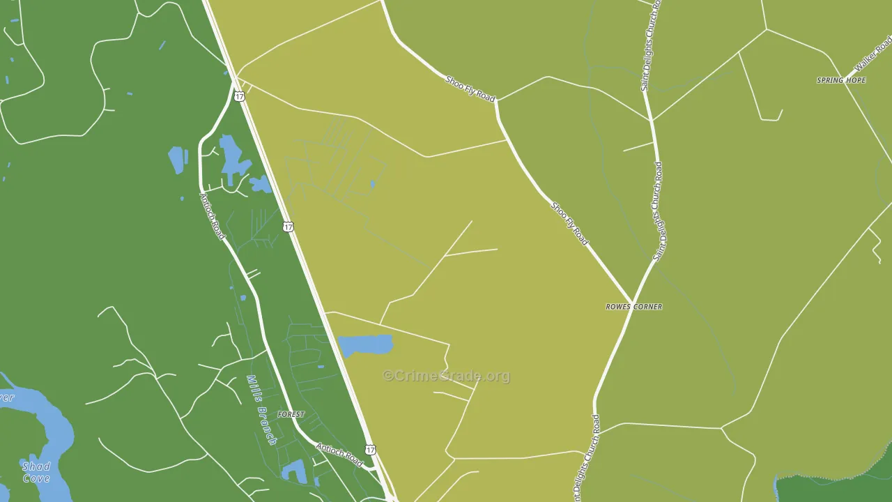 Rowes Corner, NC Map of Vehicle Theft Rates