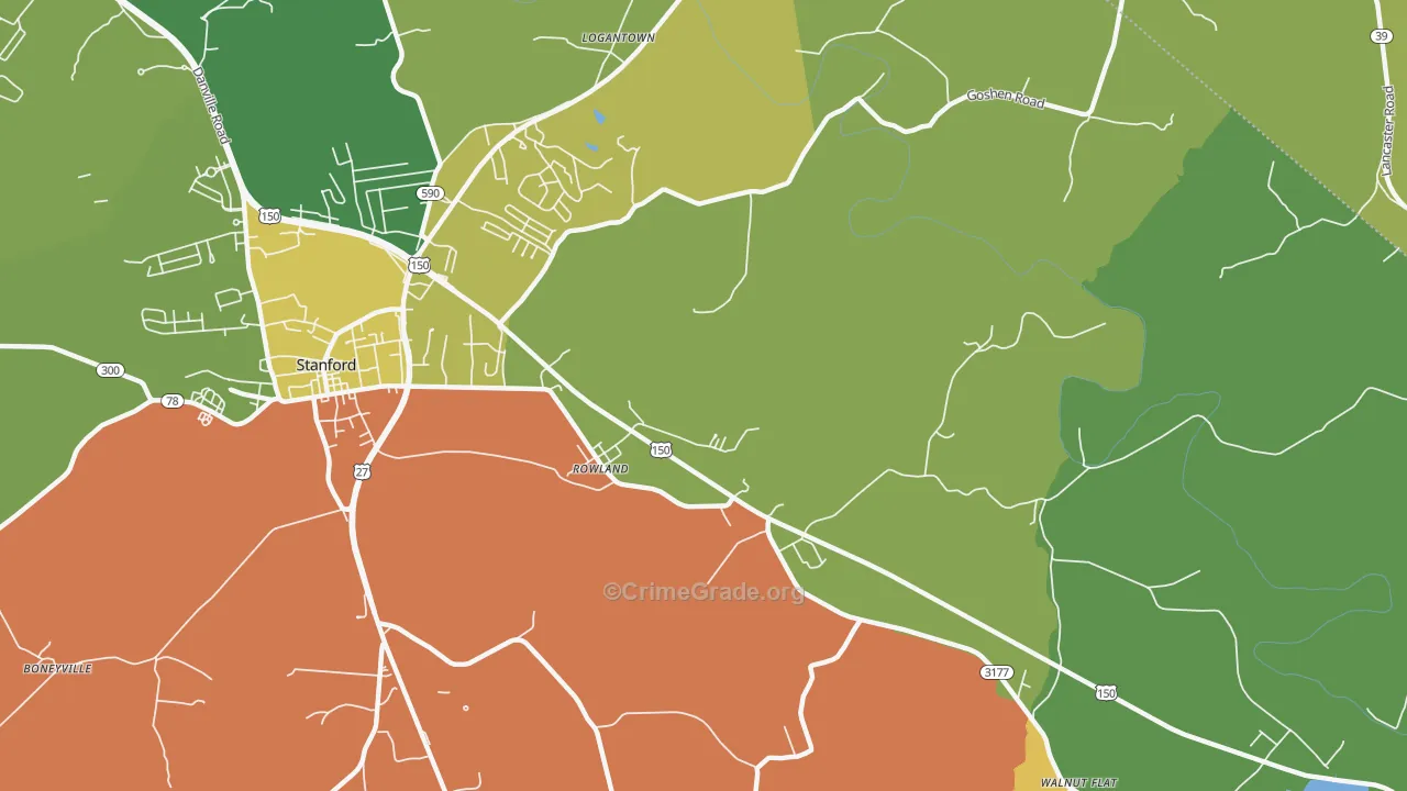 Rowland, KY Map of Vehicle Theft Rates