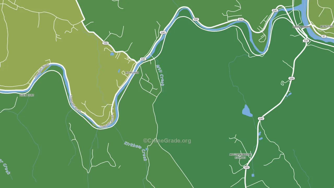 Rowland, PA Map of Vehicle Theft Rates