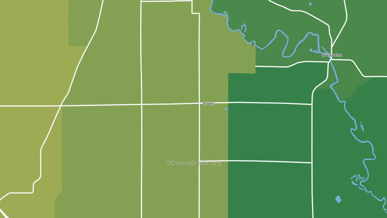 Rowley, IA Map of Vehicle Theft Rates