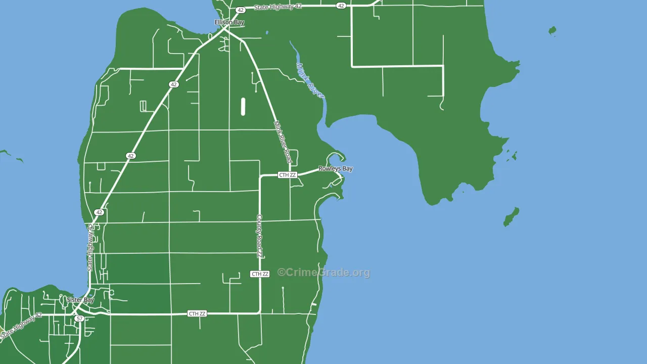 Rowleys Bay, WI Map of Vehicle Theft Rates