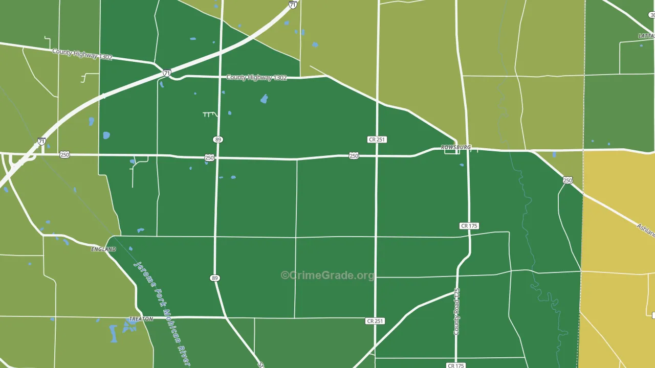 Rowsburg, OH Map of Vehicle Theft Rates