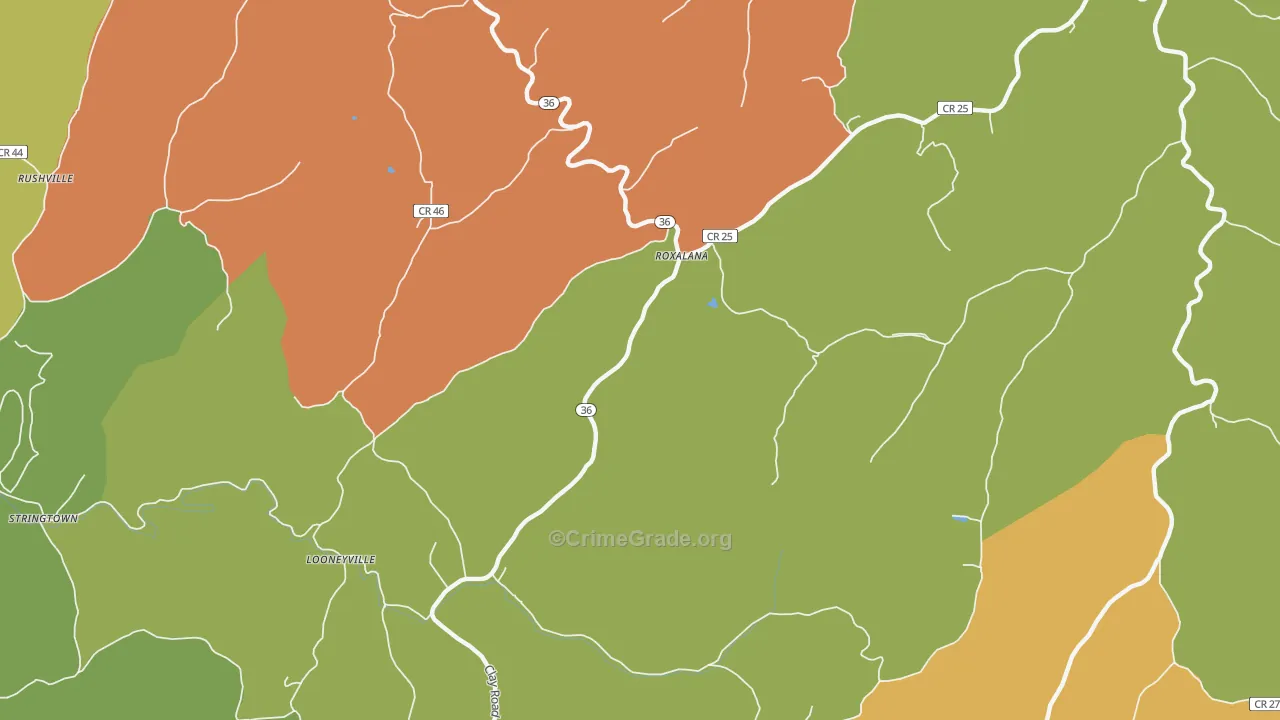 Roxalana, WV Map of Vehicle Theft Rates
