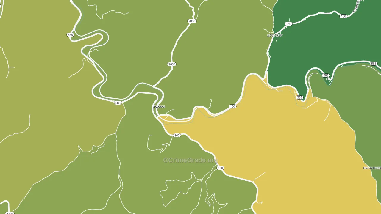 Roxana, KY Map of Vehicle Theft Rates