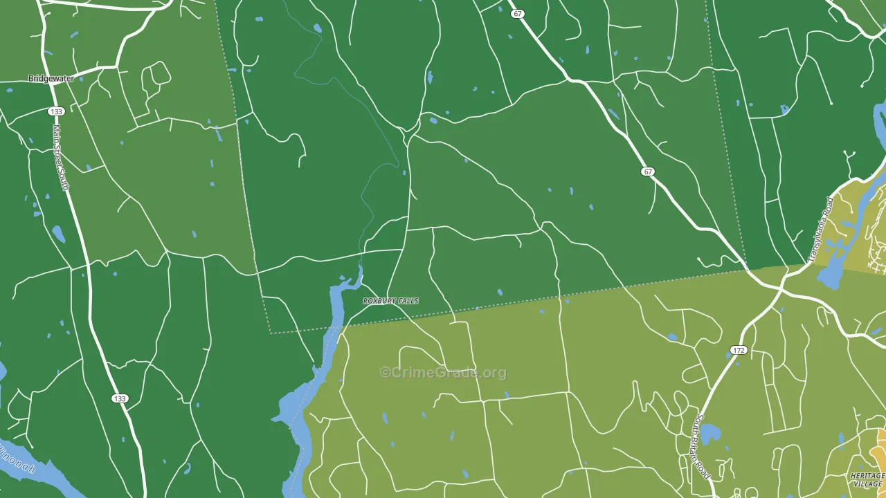 Roxbury Falls, CT Map of Vehicle Theft Rates