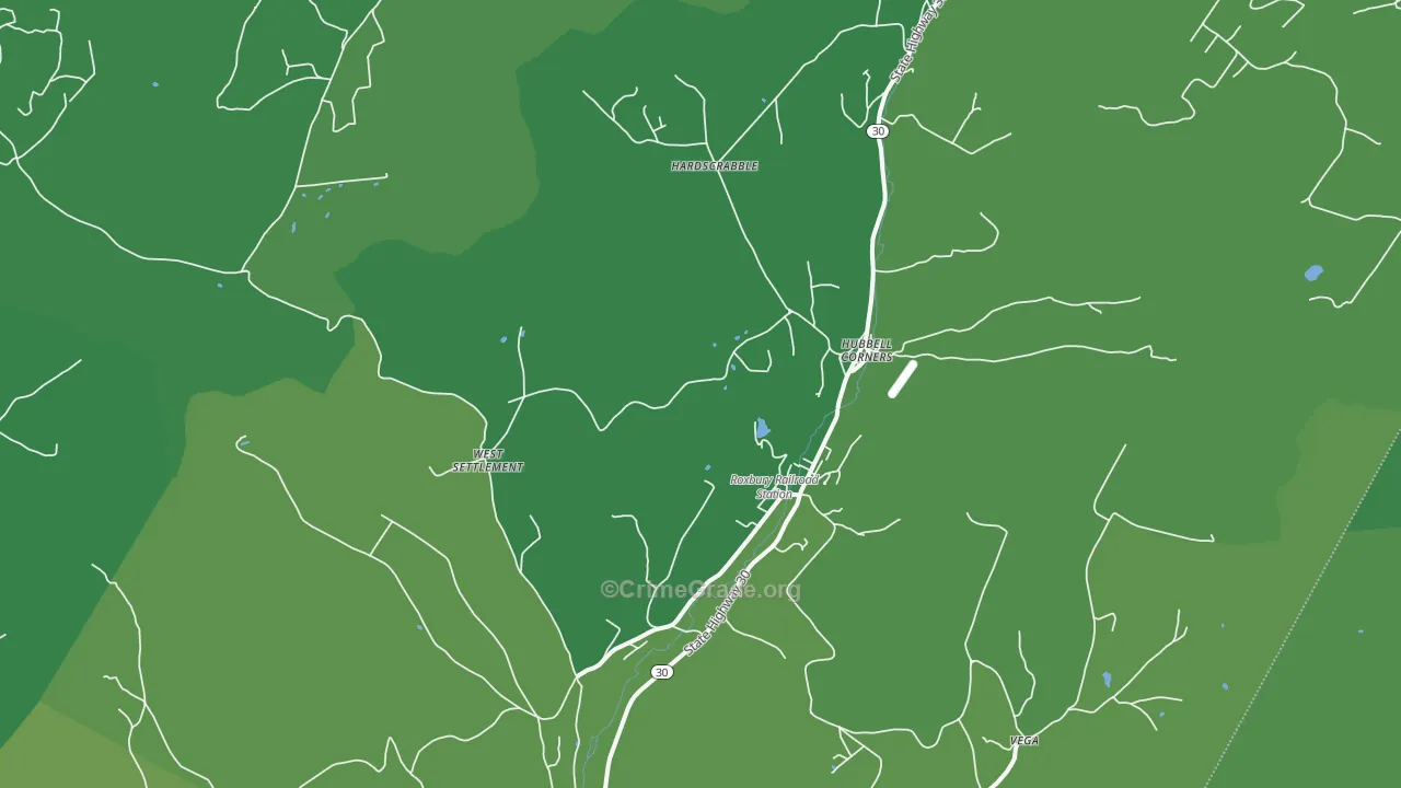 Roxbury, NY Map of Vehicle Theft Rates