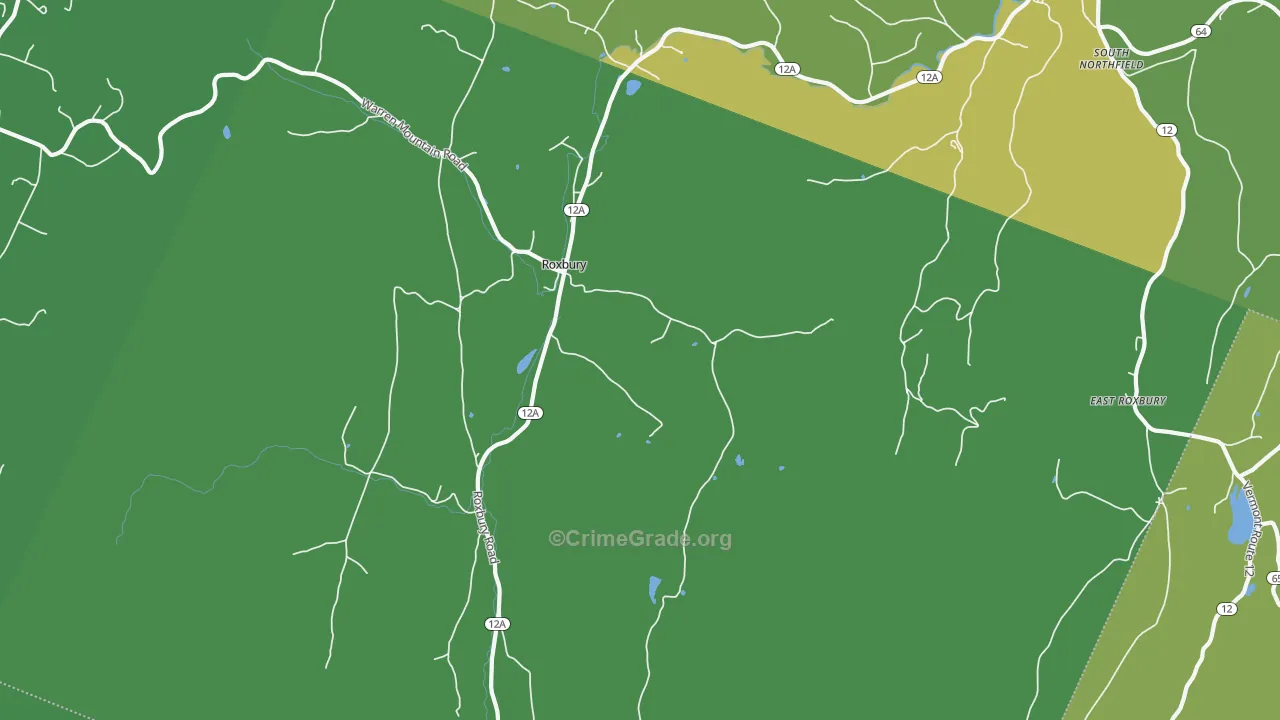 Roxbury, VT Map of Vehicle Theft Rates