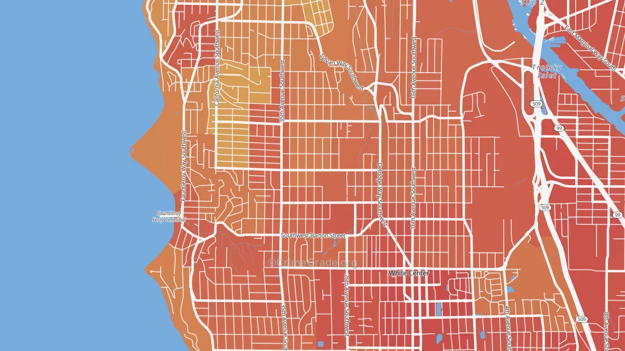 Roxhill, Seattle, WA Map of Vehicle Theft Rates