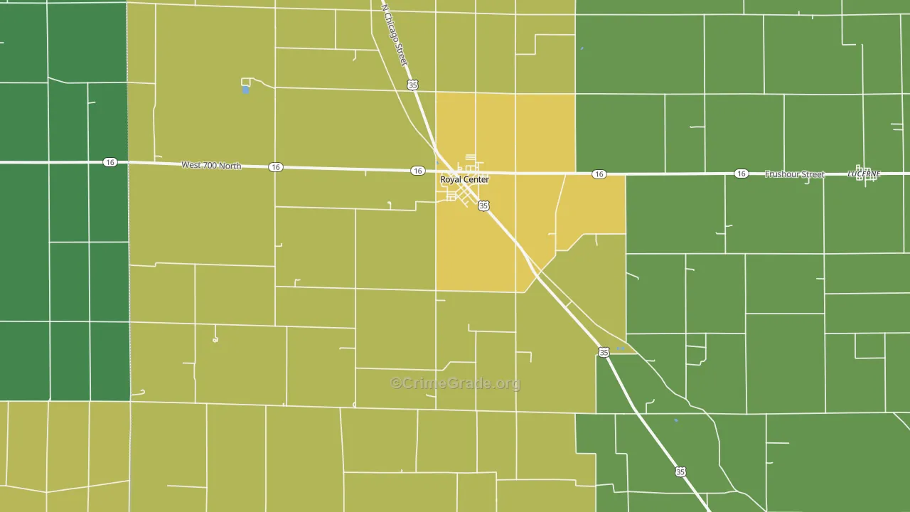 Royal Center, IN Map of Vehicle Theft Rates