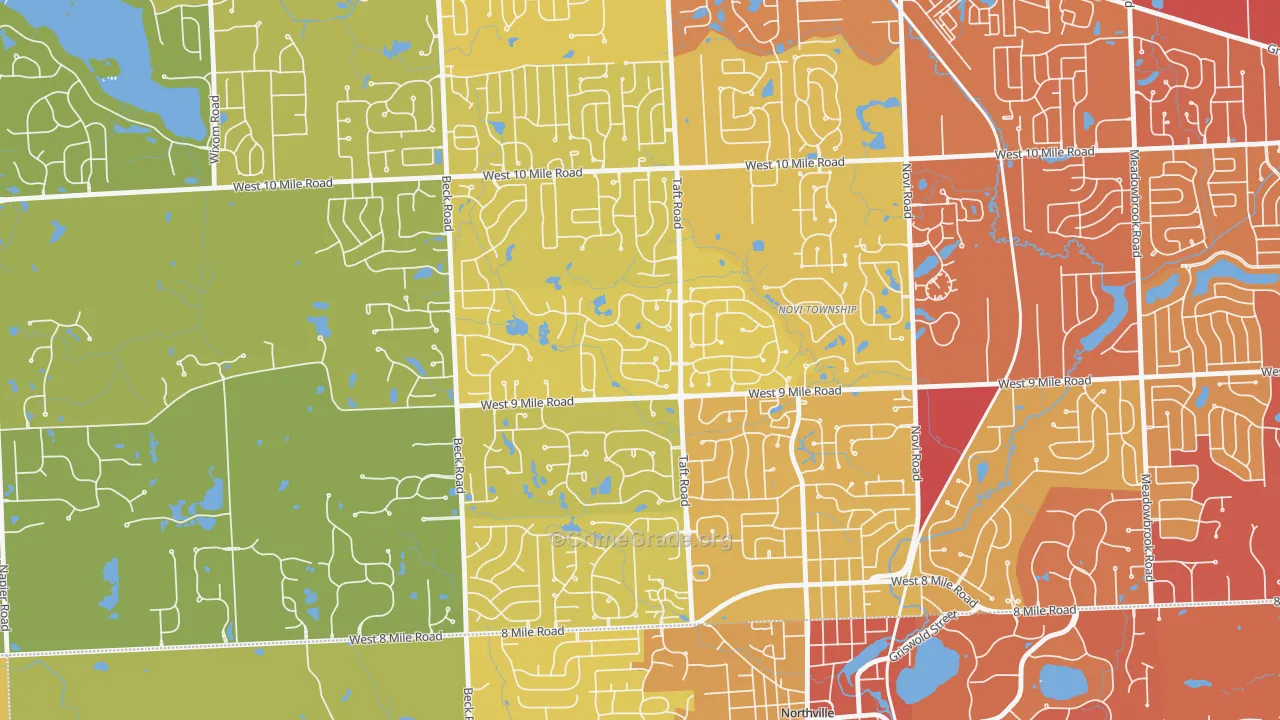 Royal Crown Estates, Novi, MI Map of Vehicle Theft Rates