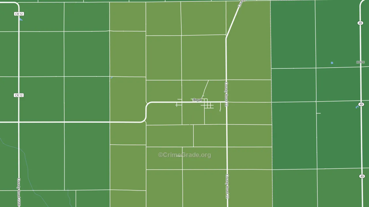 Royal, IL Map of Vehicle Theft Rates