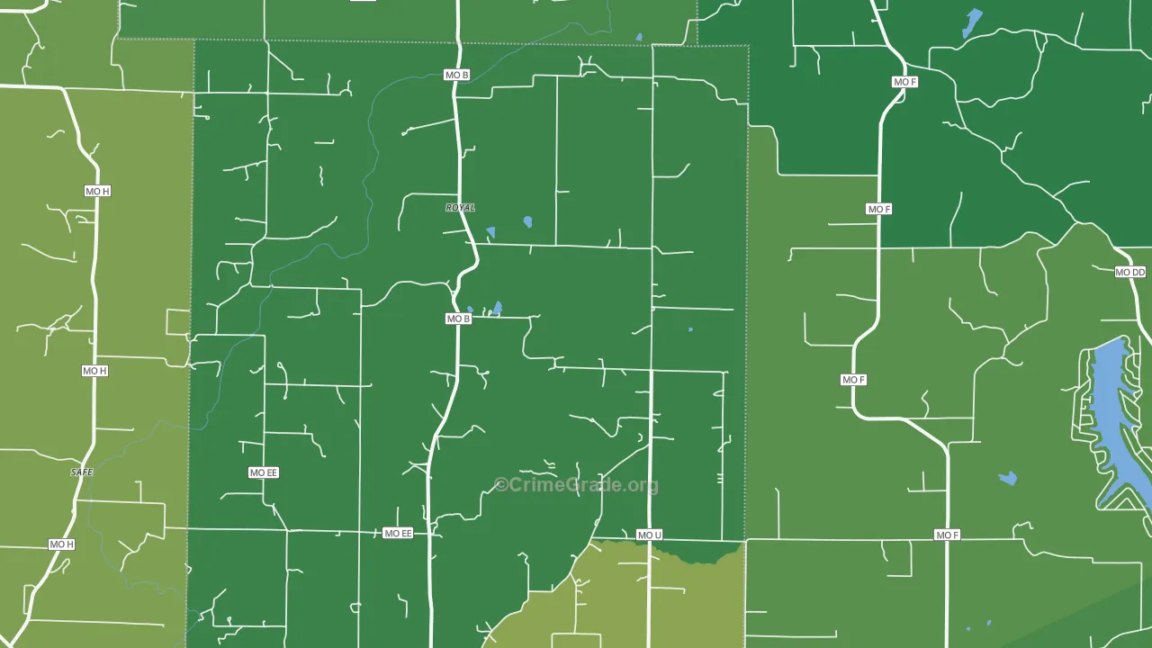 Royal, MO Map of Vehicle Theft Rates