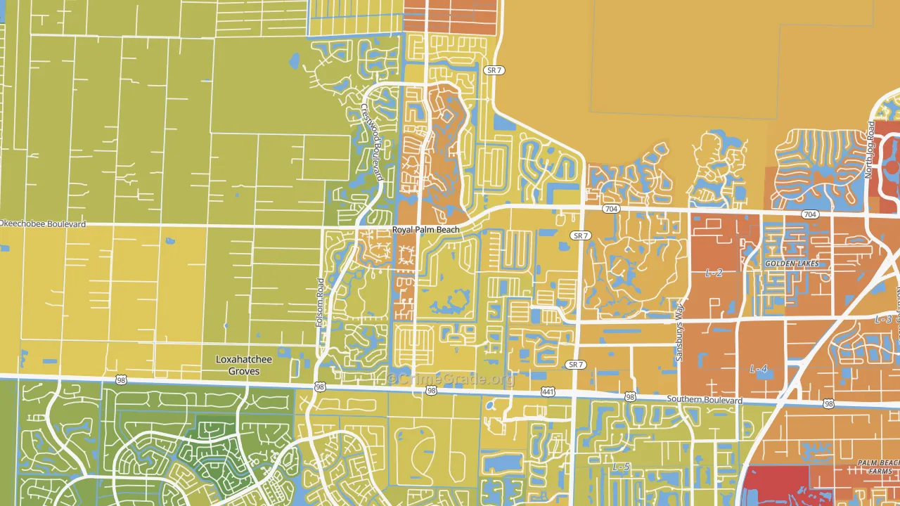 Royal Palm Beach, FL Map of Vehicle Theft Rates