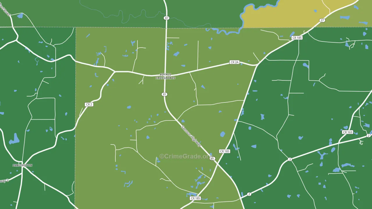 Royals Crossroads, FL Map of Vehicle Theft Rates