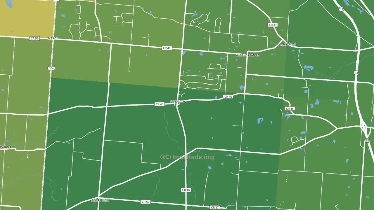 Royalton, OH Map of Vehicle Theft Rates
