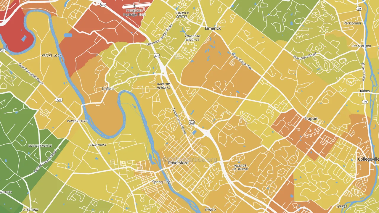 Royersford, PA Map of Vehicle Theft Rates