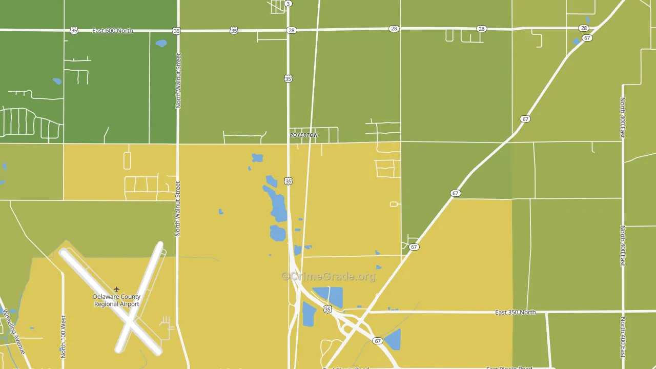 Royerton, IN Map of Vehicle Theft Rates