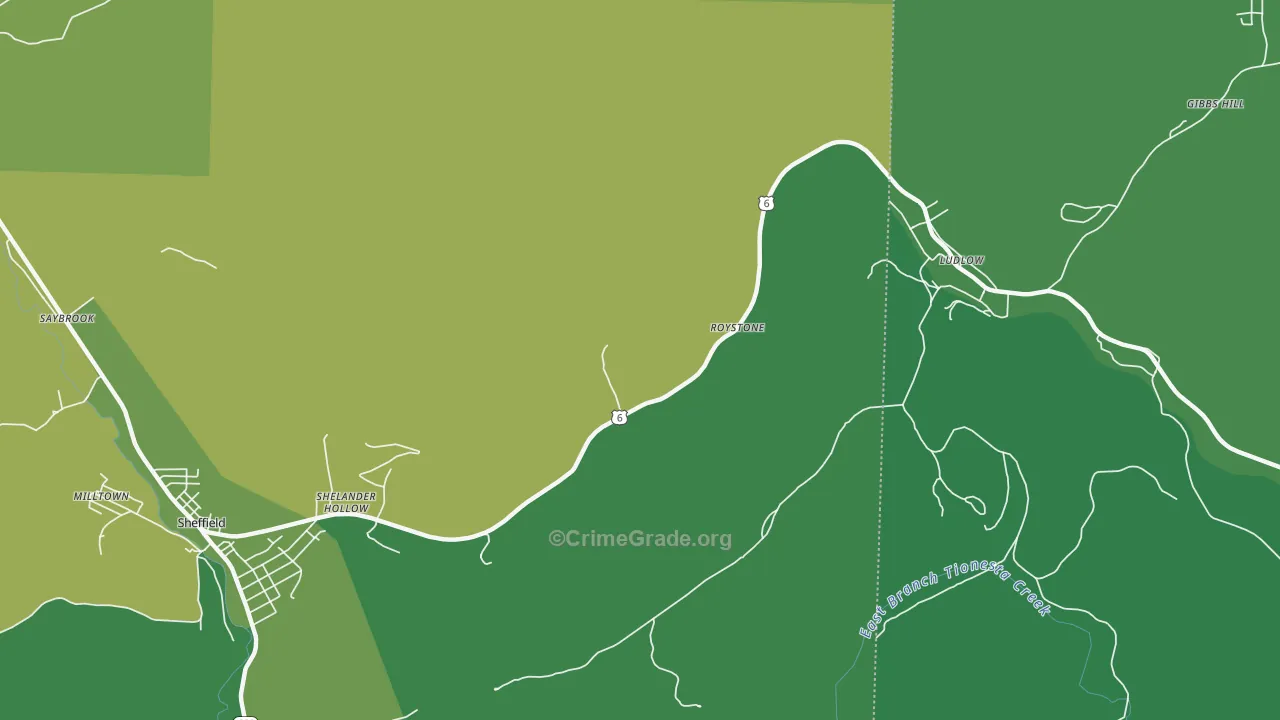 Roystone, PA Map of Vehicle Theft Rates