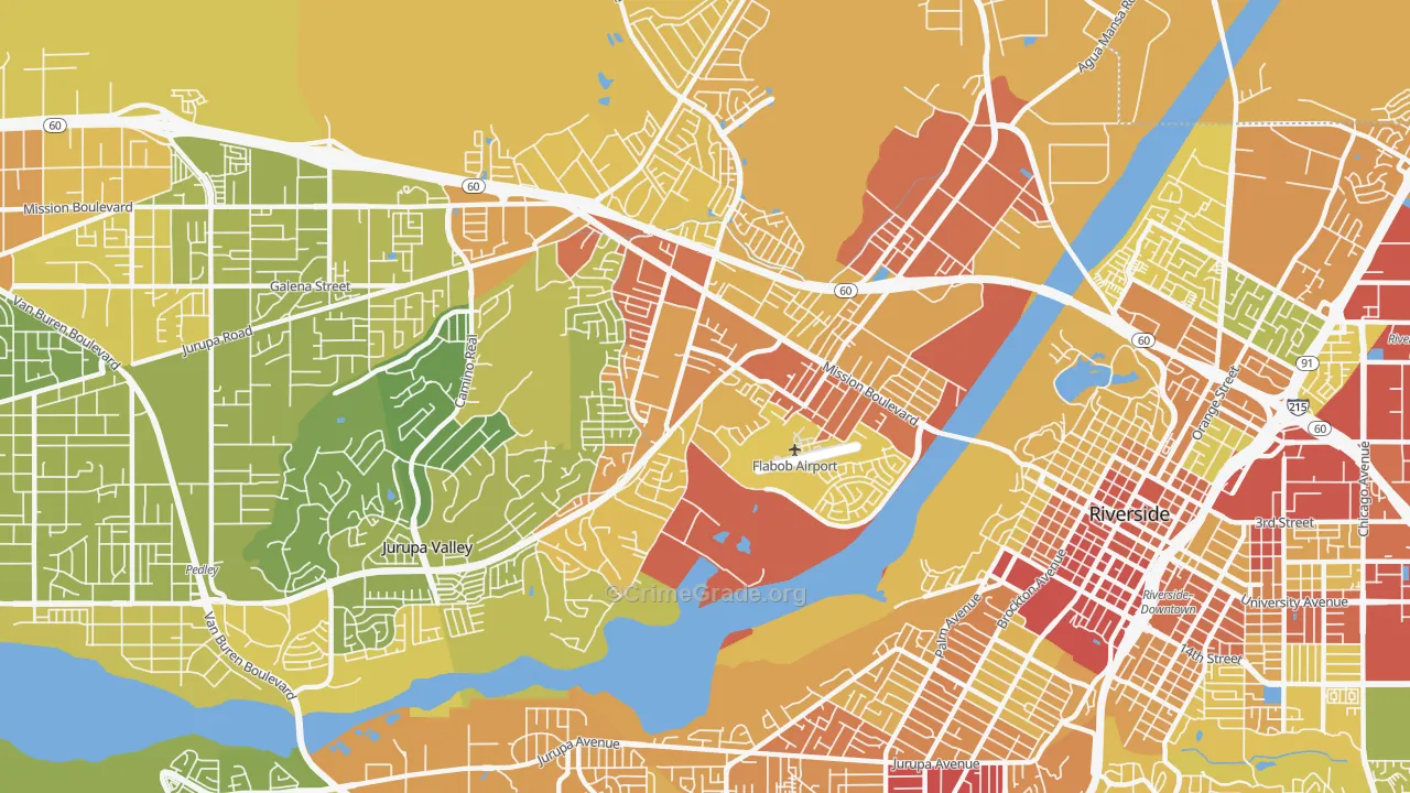 Rubidoux, CA Map of Vehicle Theft Rates