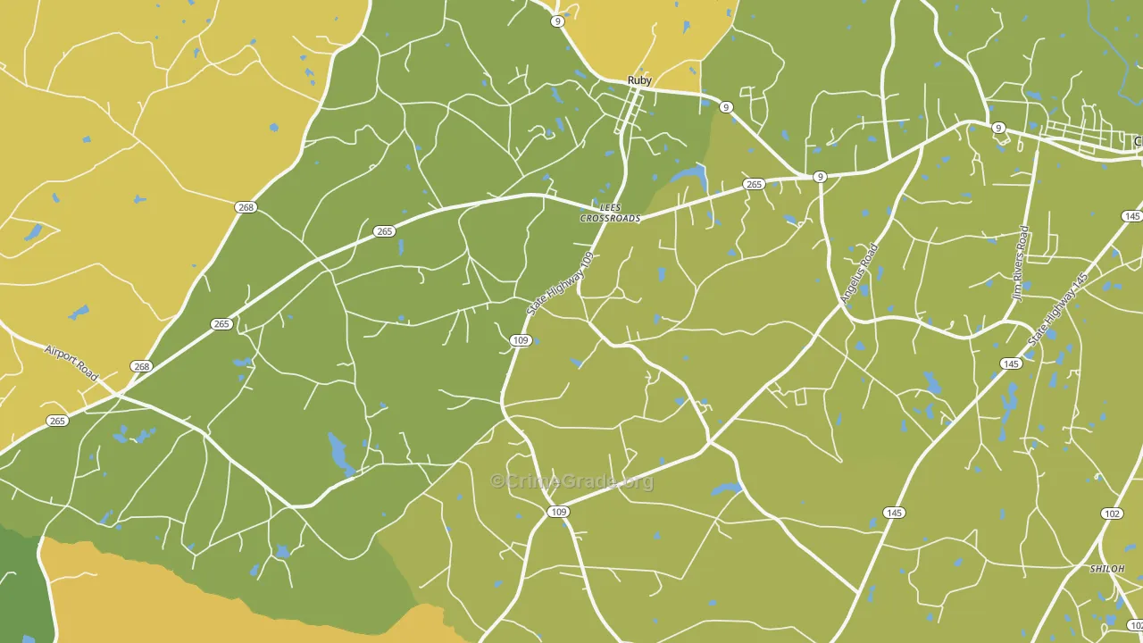 Ruby, SC Map of Vehicle Theft Rates