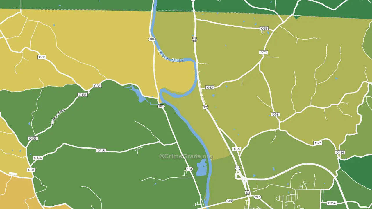 Rubyville, OH Map of Vehicle Theft Rates